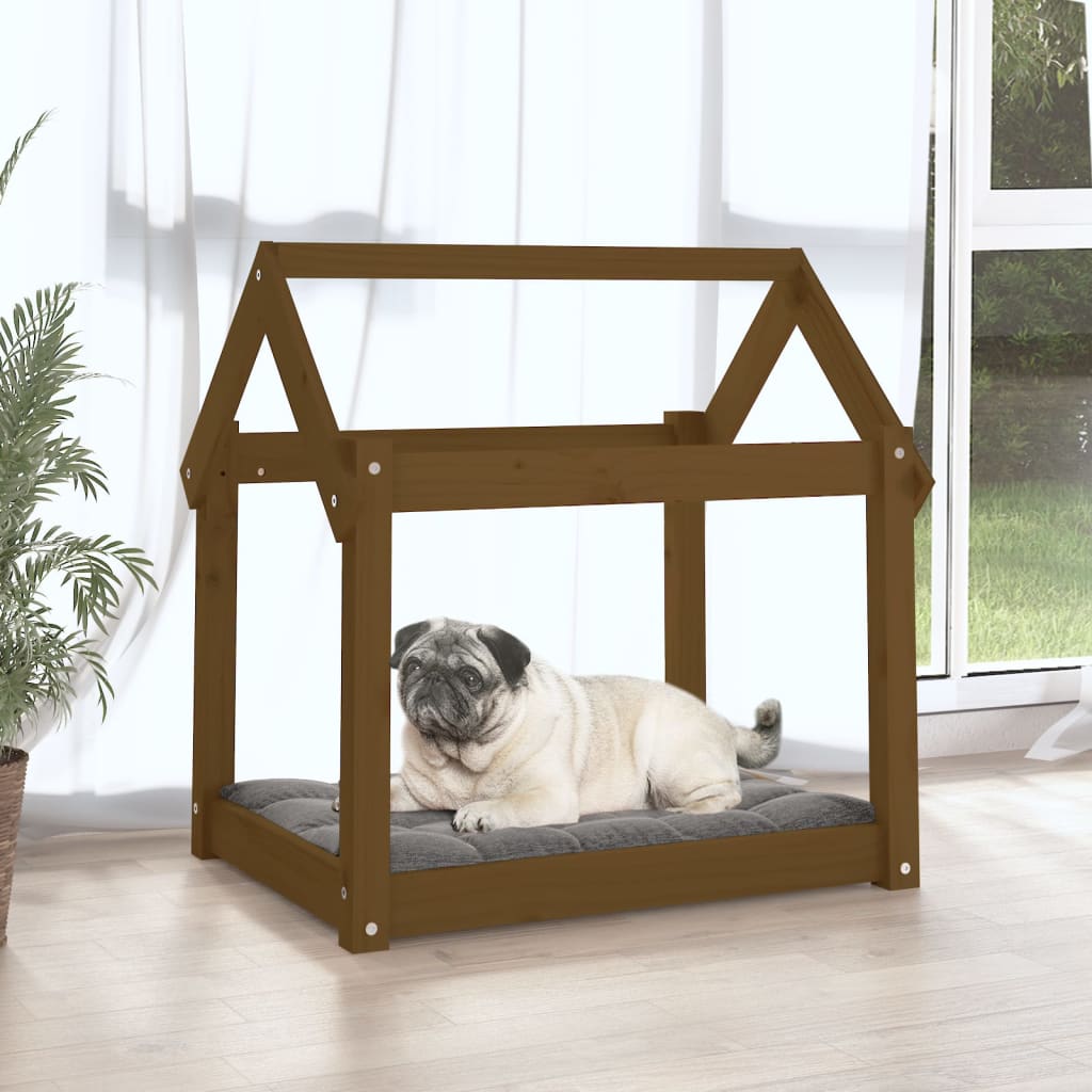 Vidaxl hundekurv 71x55x70 cm solid furu honningbrun