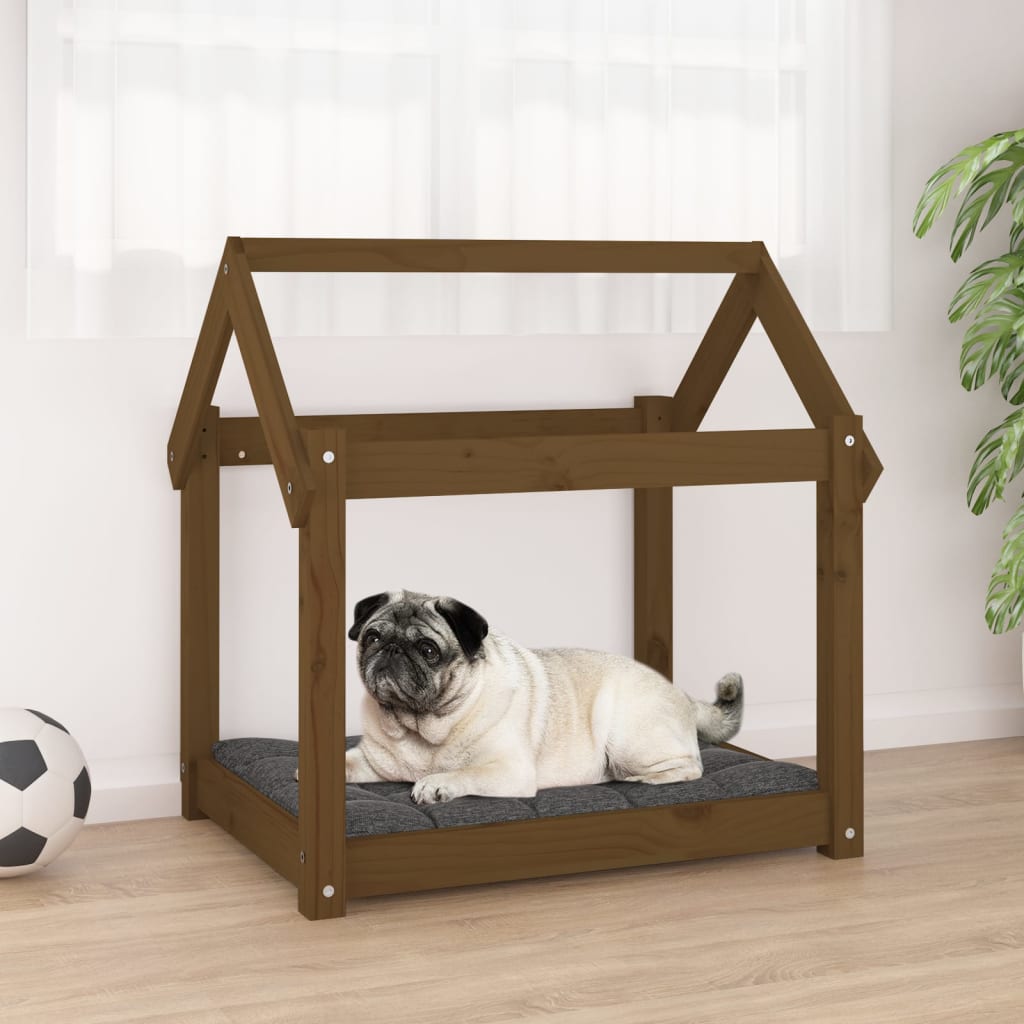 Vidaxl hundekurv 71x55x70 cm solid furu honningbrun