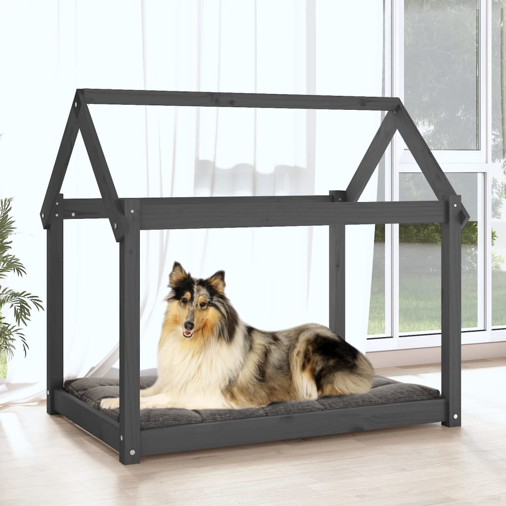 Vidaxl Dog Led 101x70x90 cm grigio pino solido