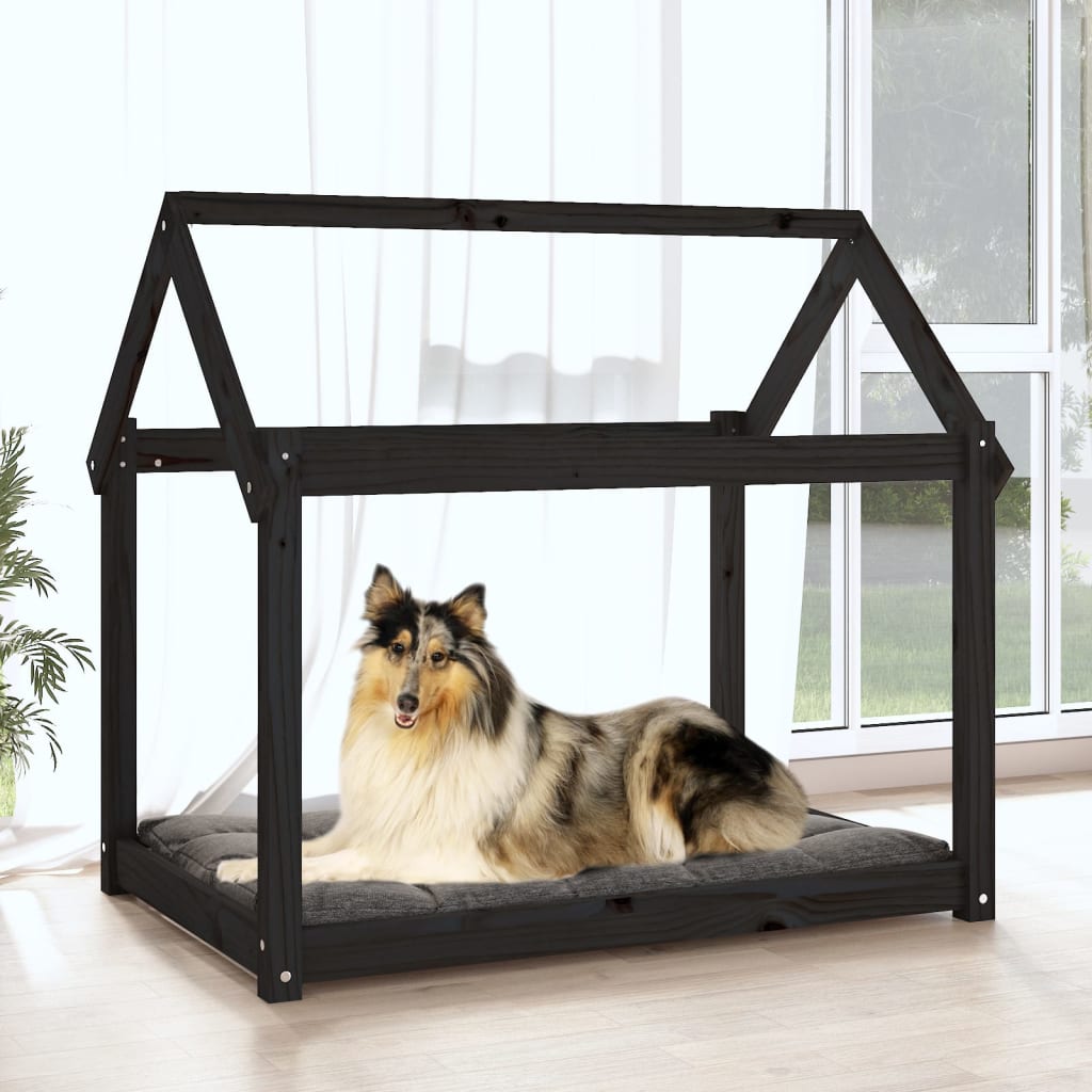 Vidaxl Hundekorb 101x70x90 cm Festkiefer schwarz