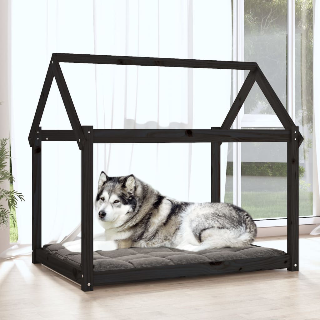 Vidaxl Dog Basket 111x80x100 cm Solid fyrretræ sort