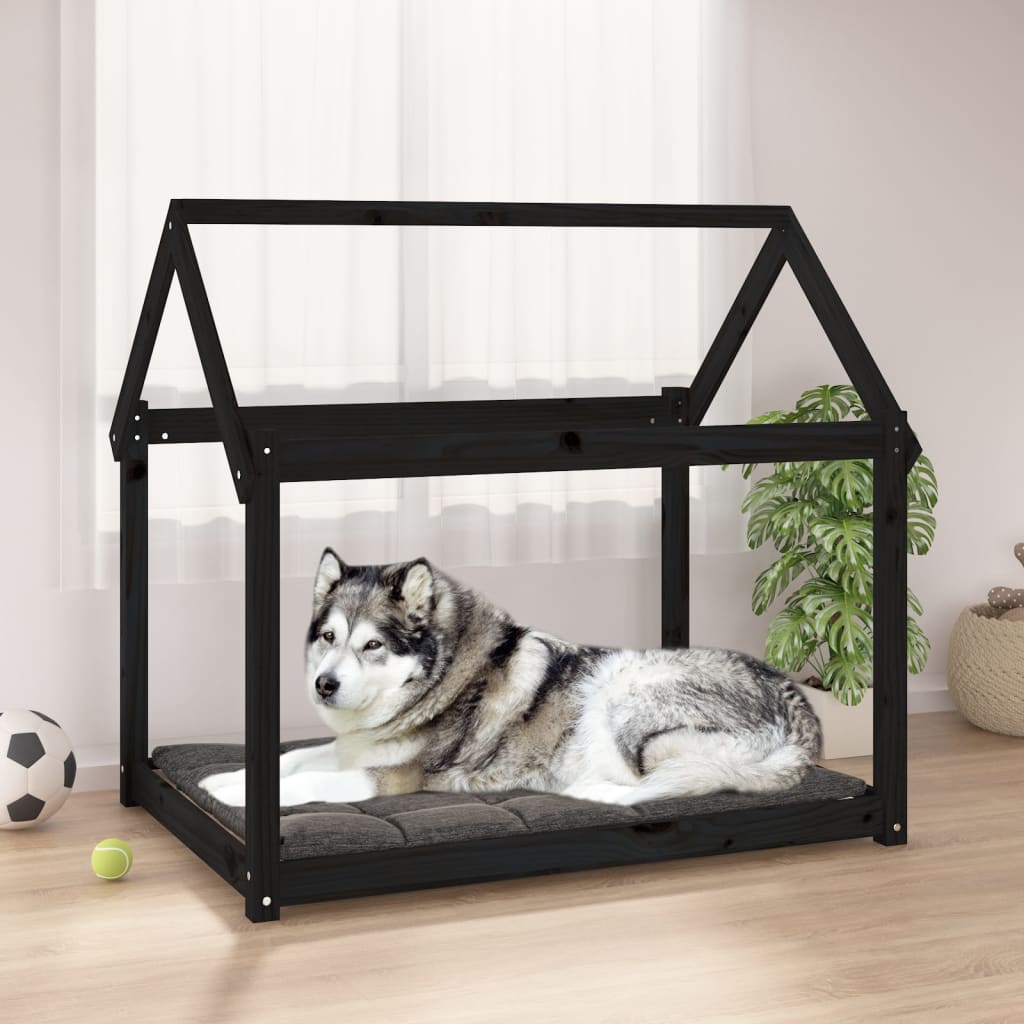 Vidaxl Dog Basket 111x80x100 cm Solid fyrretræ sort