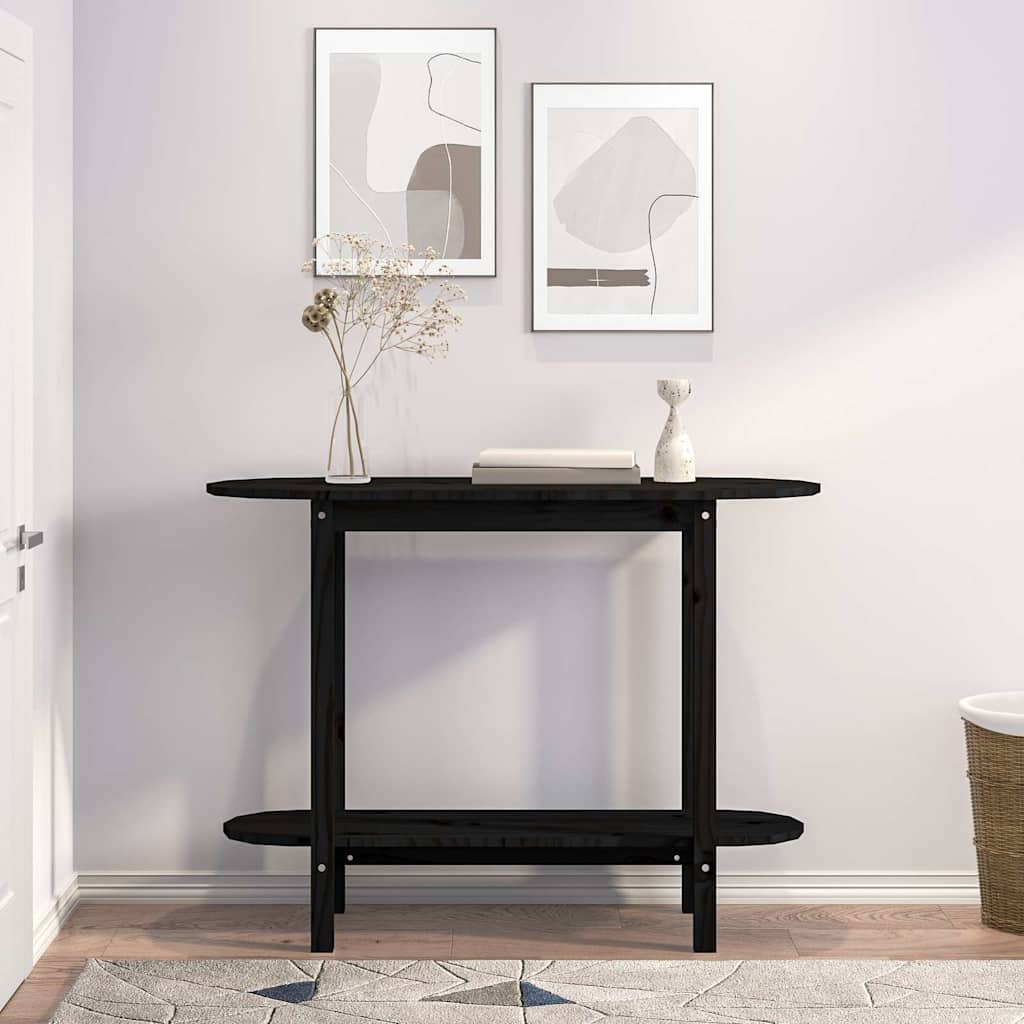 Vidaxl wandtafel 110x40x80 cm massief grenenhout zwart