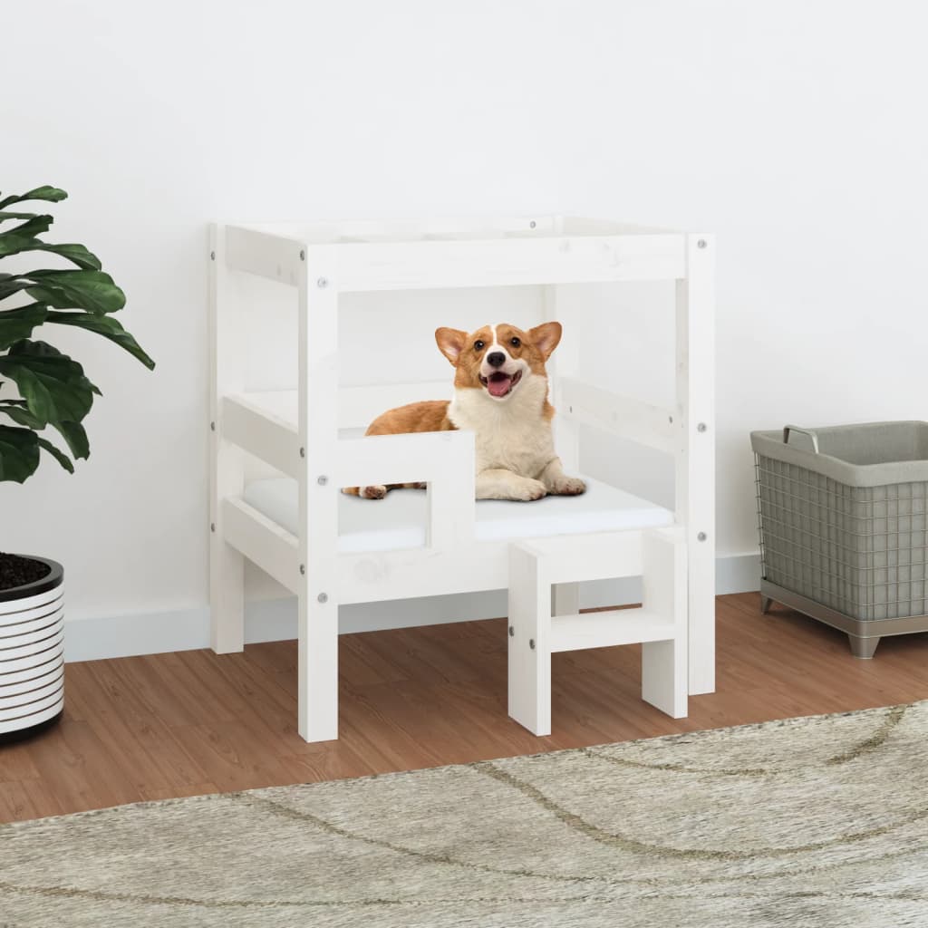 Vidaxl Dog Basket 55.5x53.5x60 cm Pine solide blanc