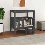 Vidaxl Hundekorb 65.5x43x70 cm Festkieferngrau grau