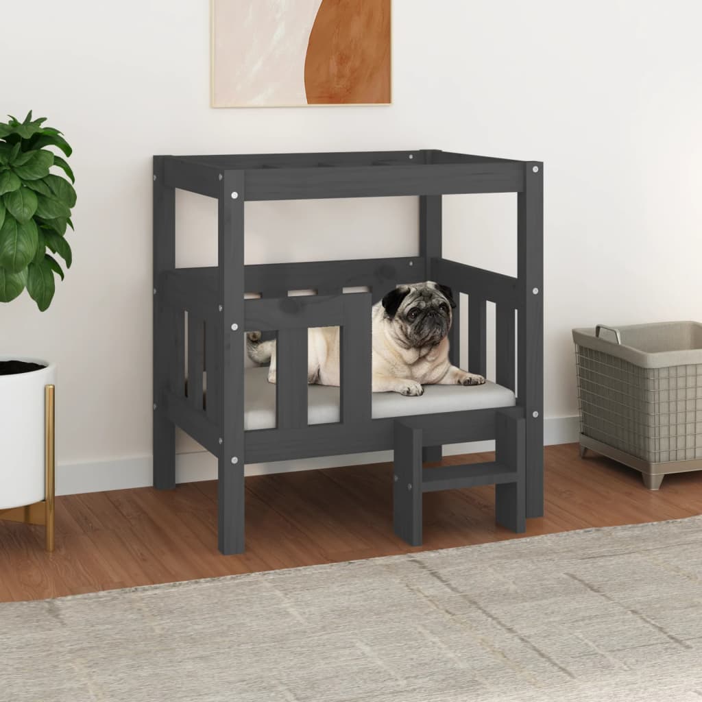 Vidaxl dog basket 65.5x43x70 cm Solid pine Gray