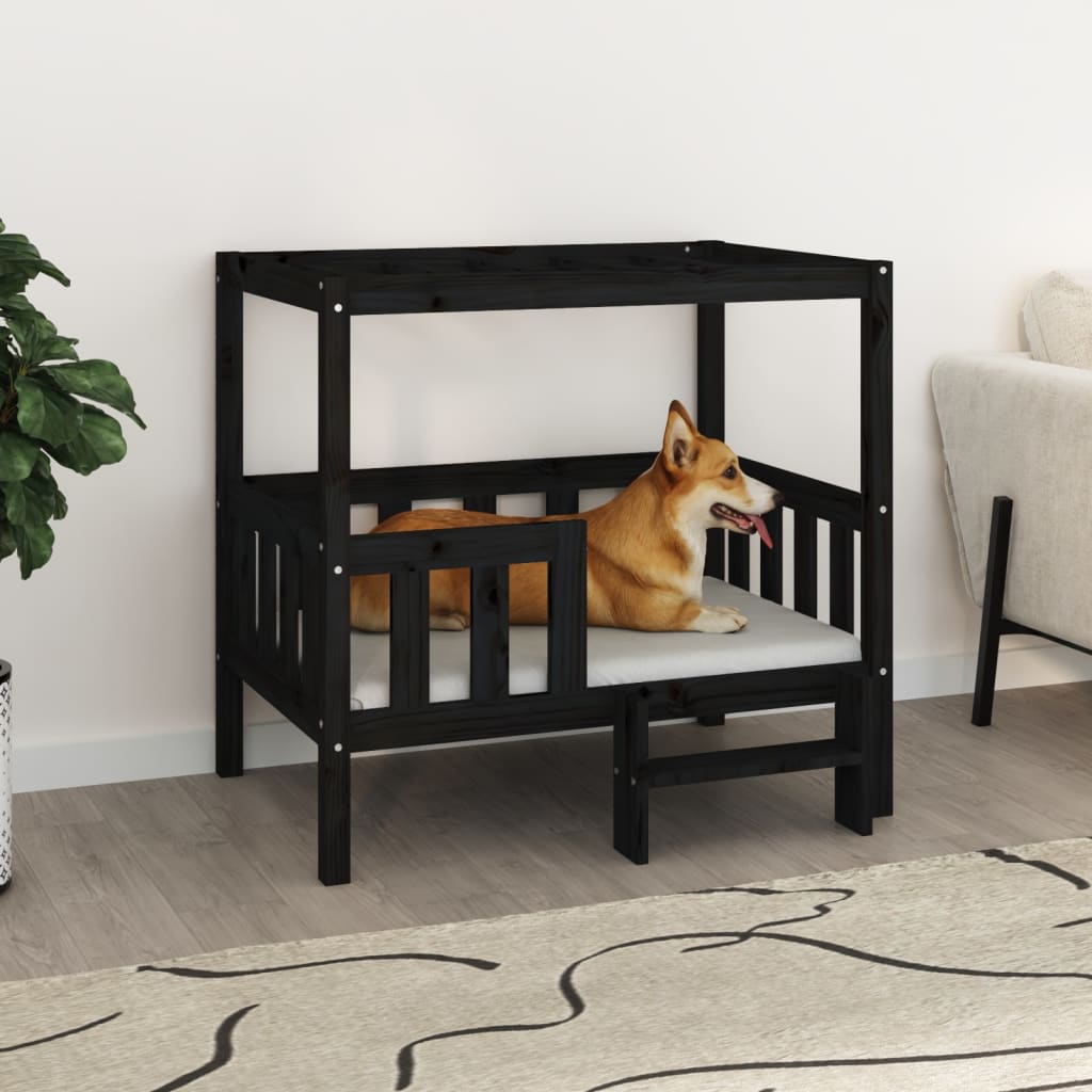 Vidaxl Hundekorb 95.5x73.5x90 cm Festkiefer Schwarz