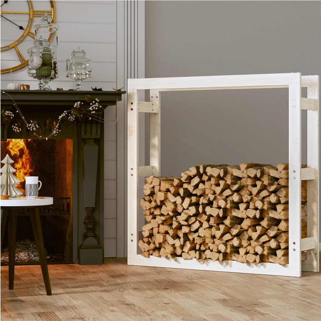 Vidaxl Fireplace Trek 100x25x100 cm Pine solide blanc