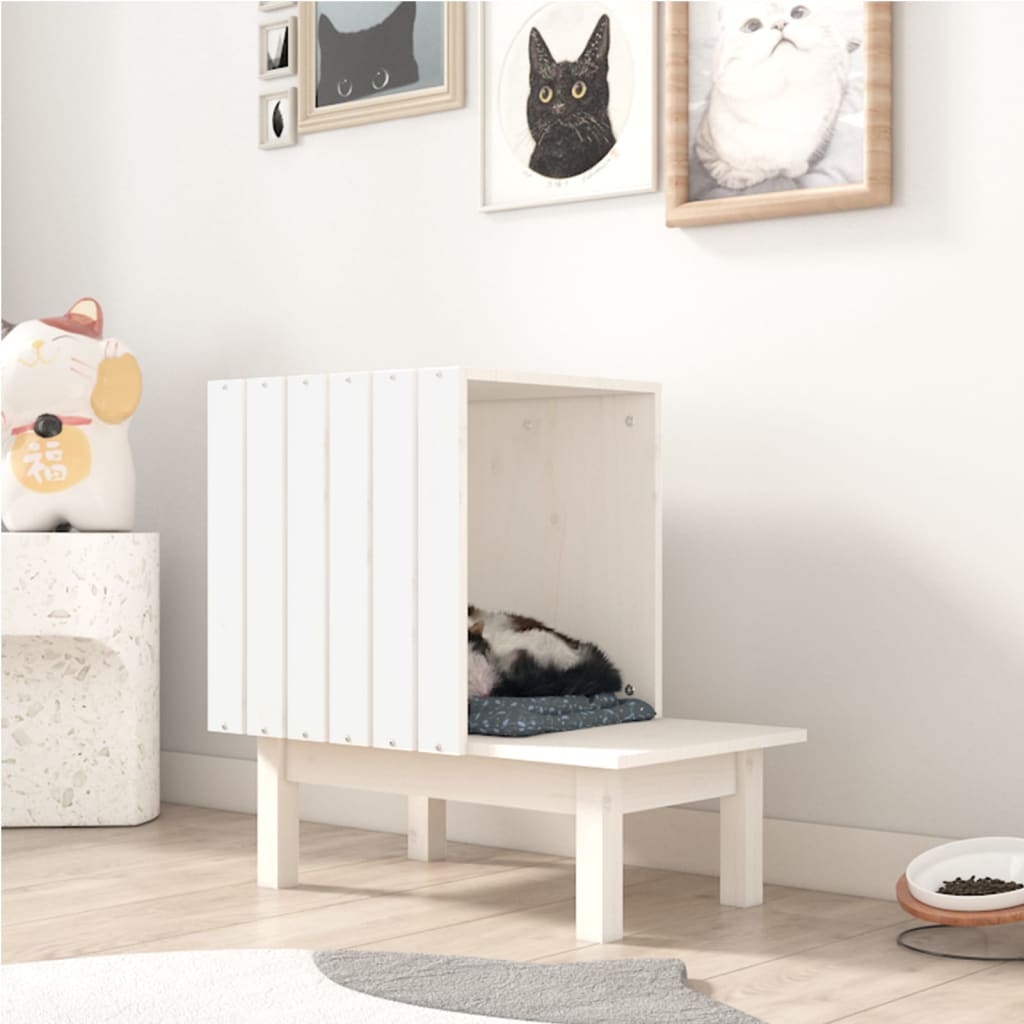 Vidaxl Kattenhuis 60x36x60 cm Solid pine white