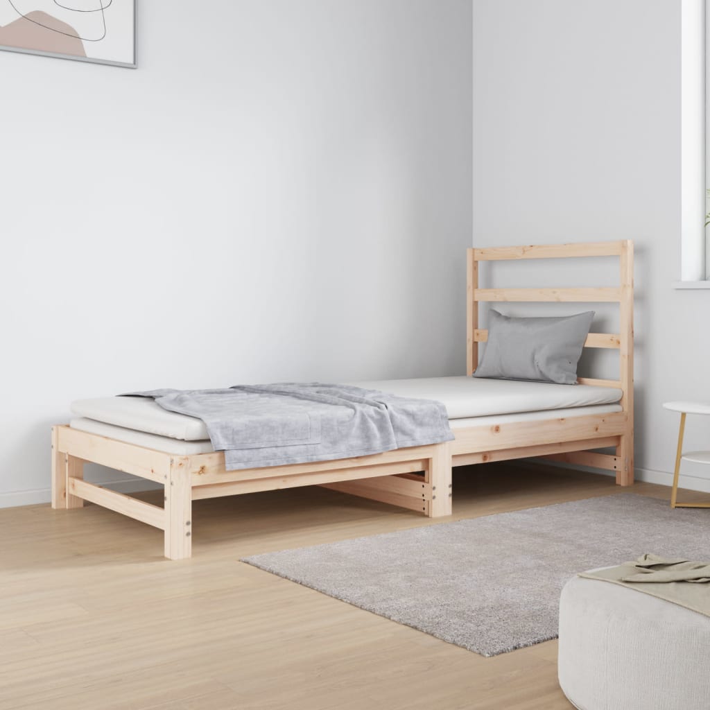 Vidaxl slaapbank uitschuifbaar massief grenenhout 2x(90x190) cm