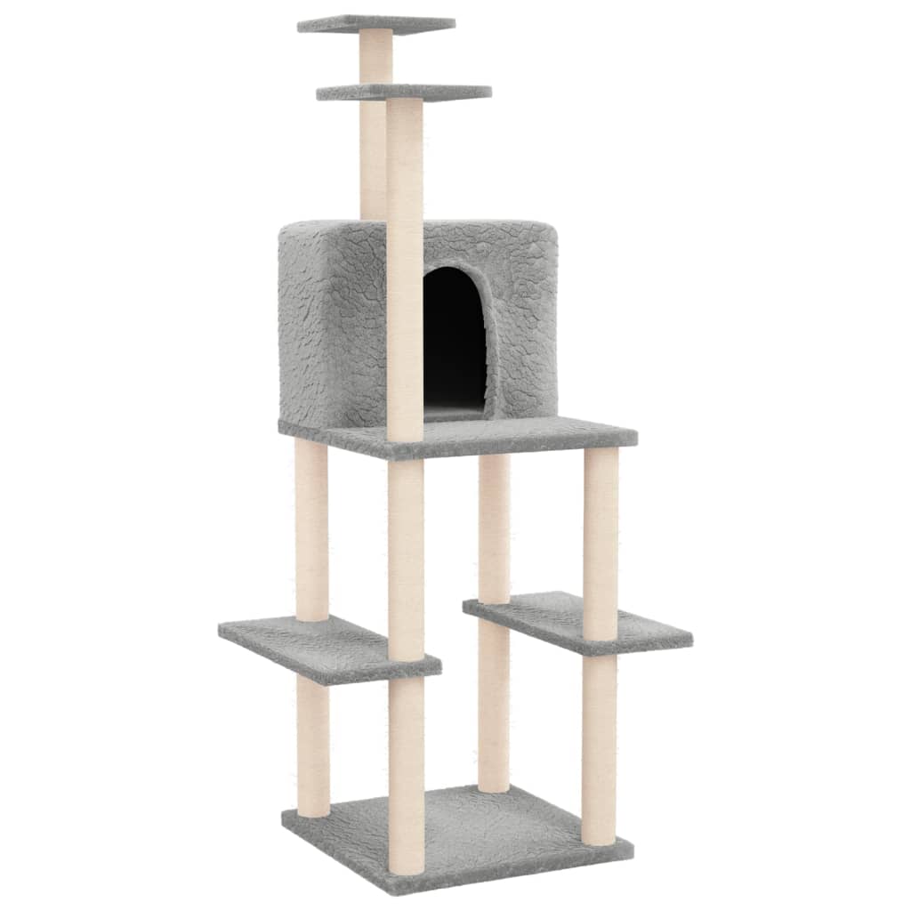 Vidaxl Cat Furniture avec Sisal Scratch Posts 144,5 cm Gris clair