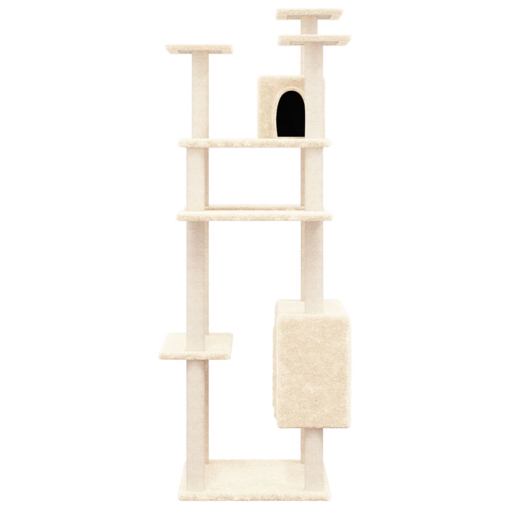 Muebles de gato de Vidaxl con postes de rascado de sisal 162 cm de crema