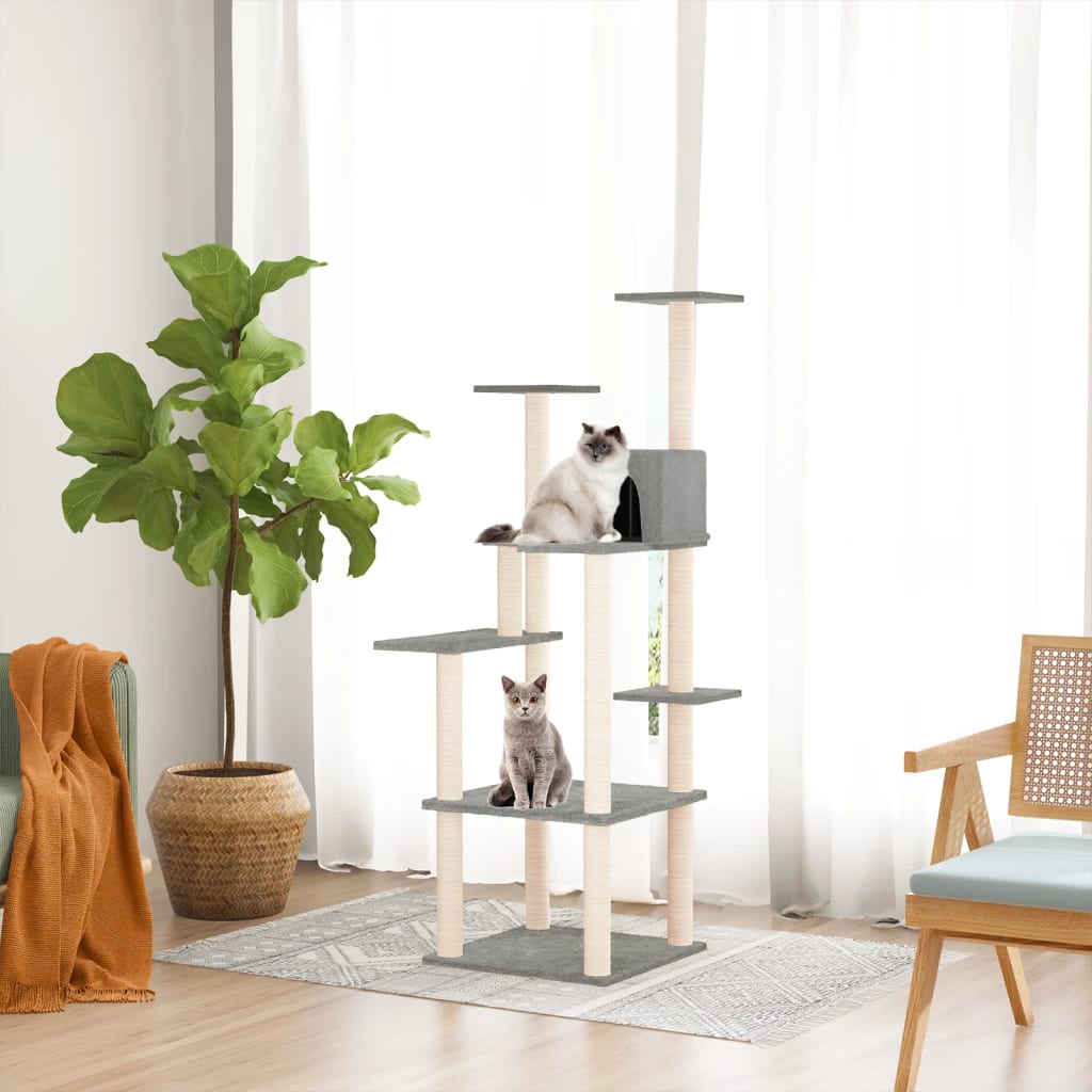 Vidaxl -Katzenmöbel mit Sisal -Kratzerpfosten 153 cm hellgrau
