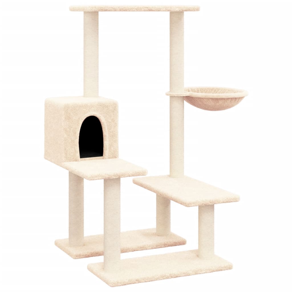 Muebles de gato de Vidaxl con postes de rascado de sisal 94.5 cm de crema