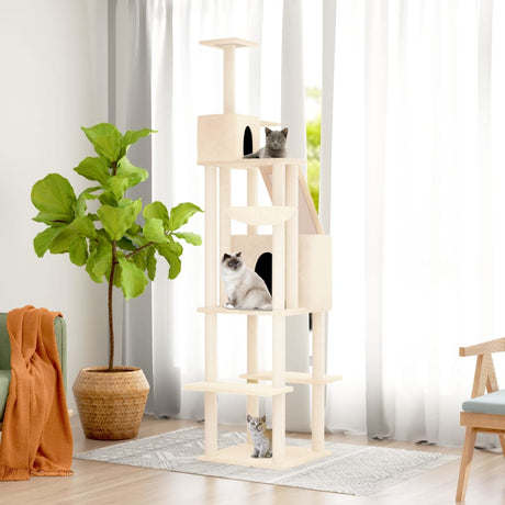 Vidaxl -Katzenmöbel mit Sisal -Kratzer -Posts 201 cm Creme -Colored