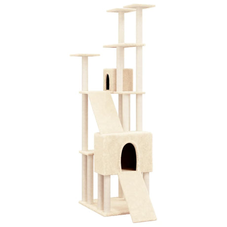 Vidaxl -Katzenmöbel mit Sisal -Kratzerpfosten 190 cm creme -gelenkt