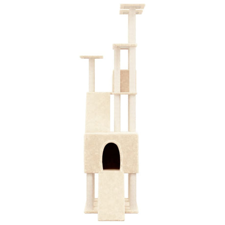 Vidaxl -Katzenmöbel mit Sisal -Kratzerpfosten 190 cm creme -gelenkt