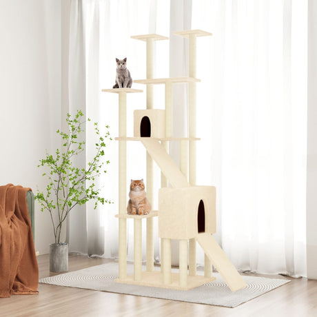 Vidaxl -Katzenmöbel mit Sisal -Kratzerpfosten 190 cm creme -gelenkt