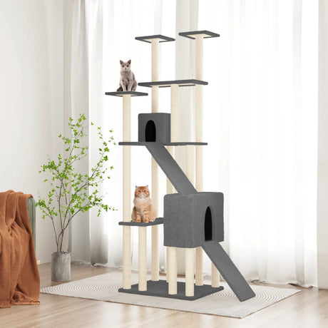 Vidaxl -Katzenmöbel mit Sisal -Kratzerpfosten 190 cm dunkelgrau