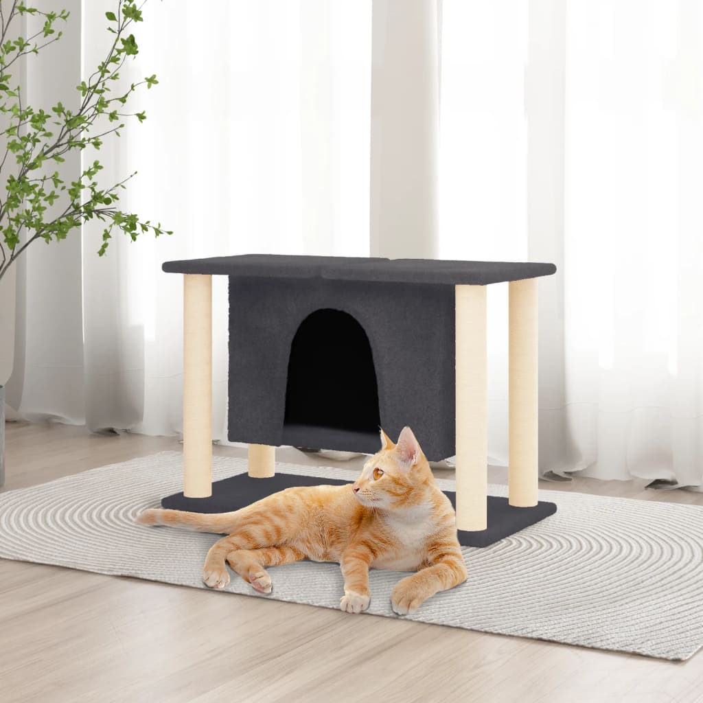 Muebles de gato de Vidaxl con postes de rascado de sisal 50 cm de gris oscuro