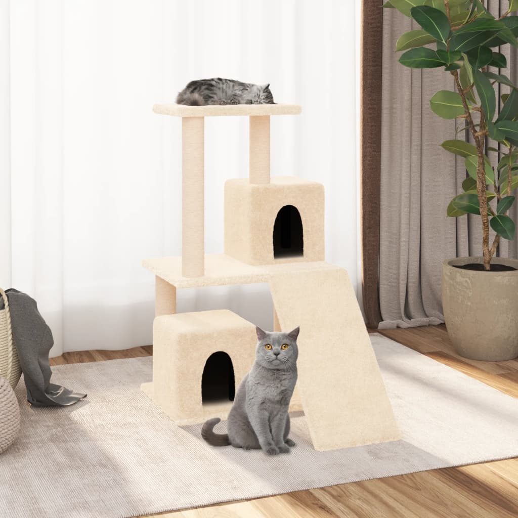 Vidaxl -Katzenmöbel mit Sisal -Kratzerpfosten 82 cm creme -geläutet