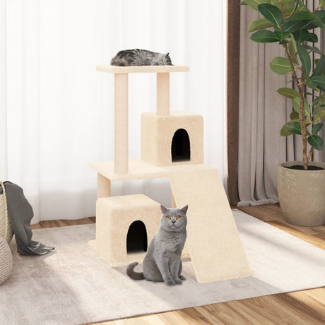 Vidaxl -Katzenmöbel mit Sisal -Kratzerpfosten 82 cm creme -geläutet