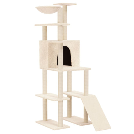 Vidaxl -Katzenmöbel mit Sisal -Kratzerpfosten 166 cm creme -gelenkt