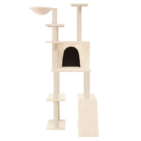 Vidaxl -Katzenmöbel mit Sisal -Kratzerpfosten 166 cm creme -gelenkt