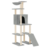 Vidaxl -Katzenmöbel mit Sisal -Kratzerpfosten 166 cm hellgrau