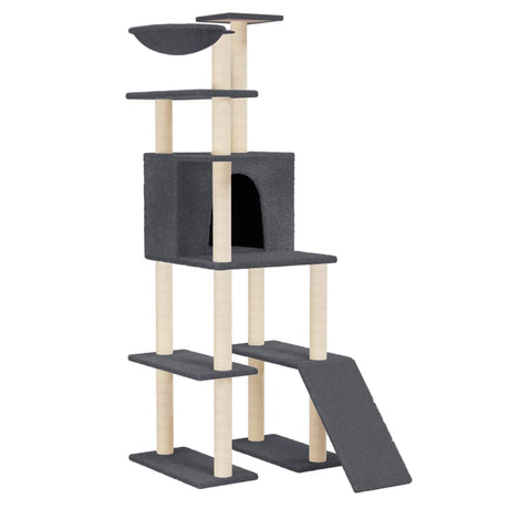 Vidaxl -Katzenmöbel mit Sisal -Kratzerpfosten 166 cm dunkelgrau