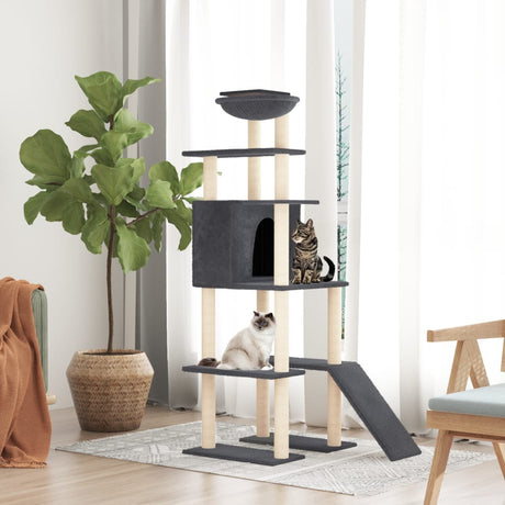 Vidaxl -Katzenmöbel mit Sisal -Kratzerpfosten 166 cm dunkelgrau