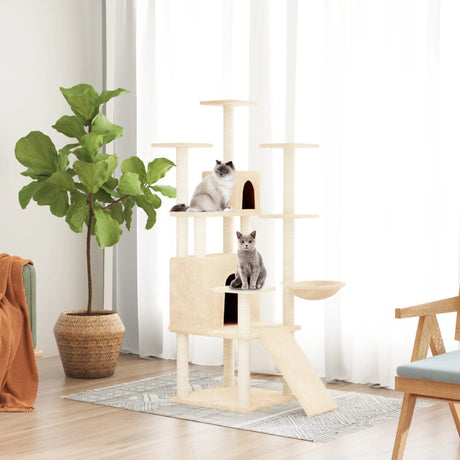 Vidaxl -Katzenmöbel mit Sisal -Kratzerpfosten 154 cm Creme -Colored