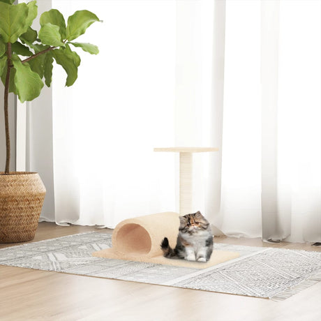 VIDAXL -Katzenmöbel mit Tunnel 60x34.5x50 cm cremefarben -gepflegt