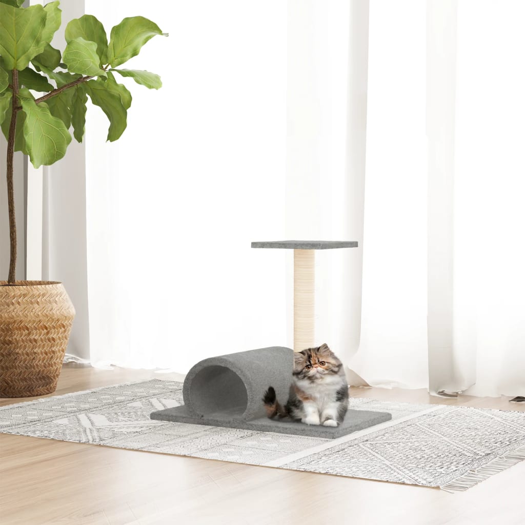 Muebles de gato Vidaxl con túnel 60x34.5x50 cm de gris claro