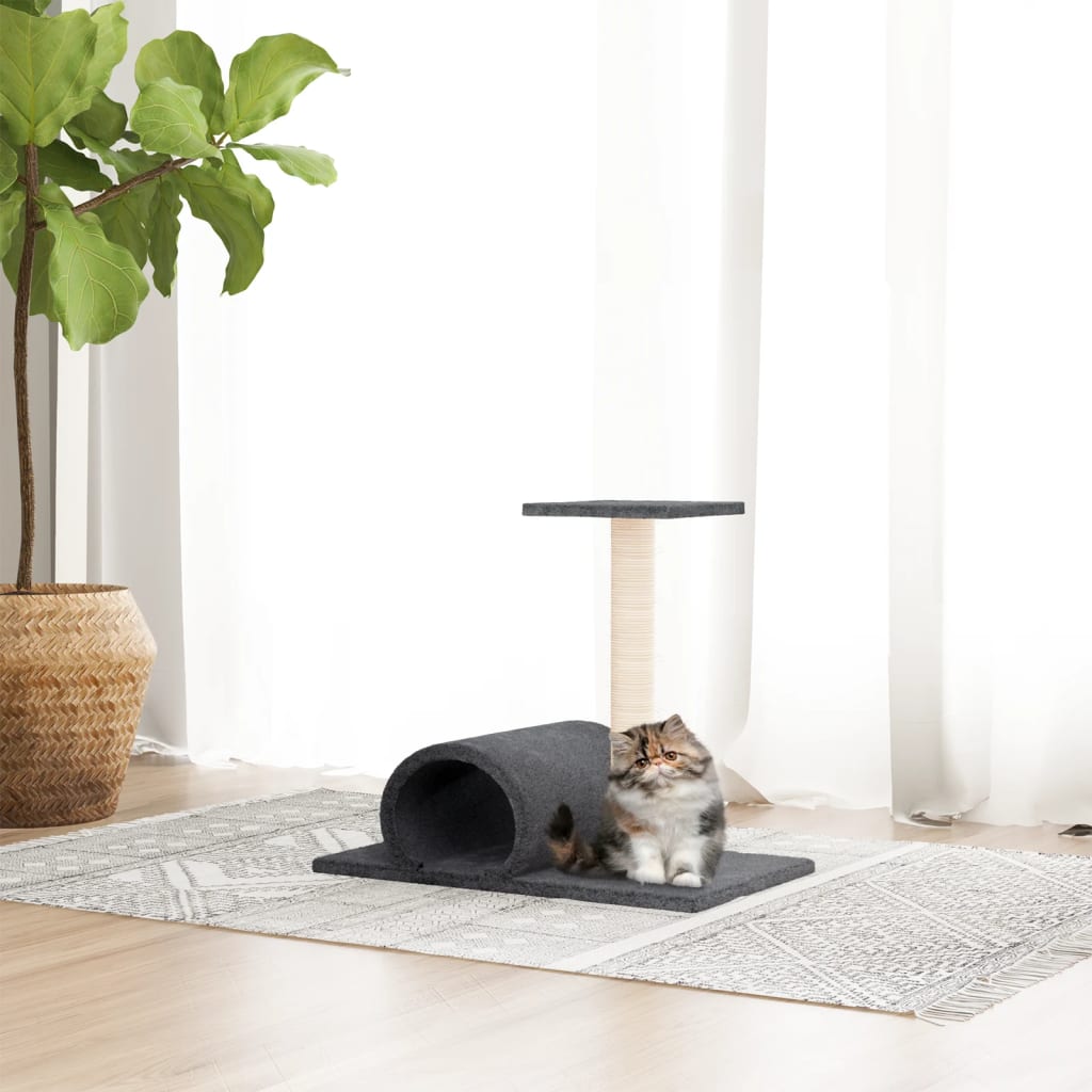 Muebles de gato Vidaxl con túnel 60x34.5x50 cm de gris oscuro