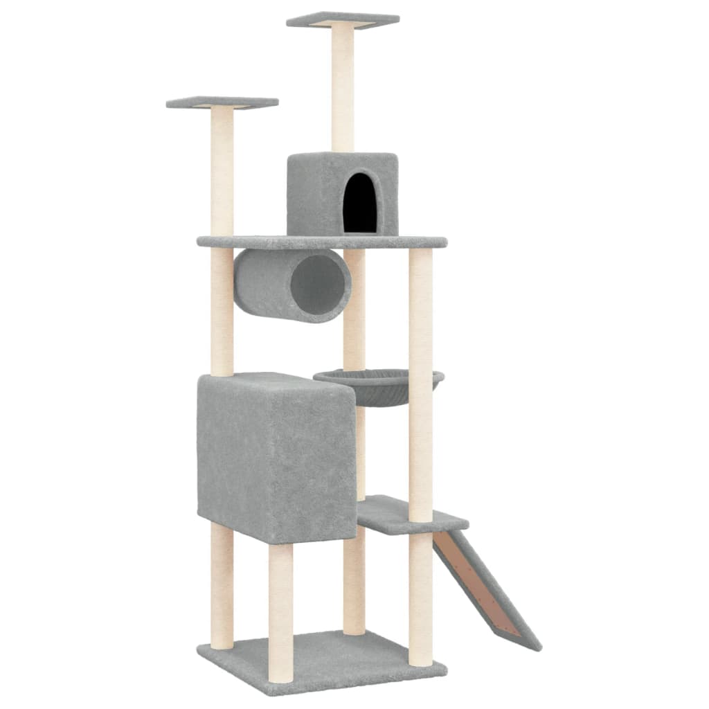 Vidaxl -Katzenmöbel mit Sisal -Kratzerpfosten 168 cm hellgrau