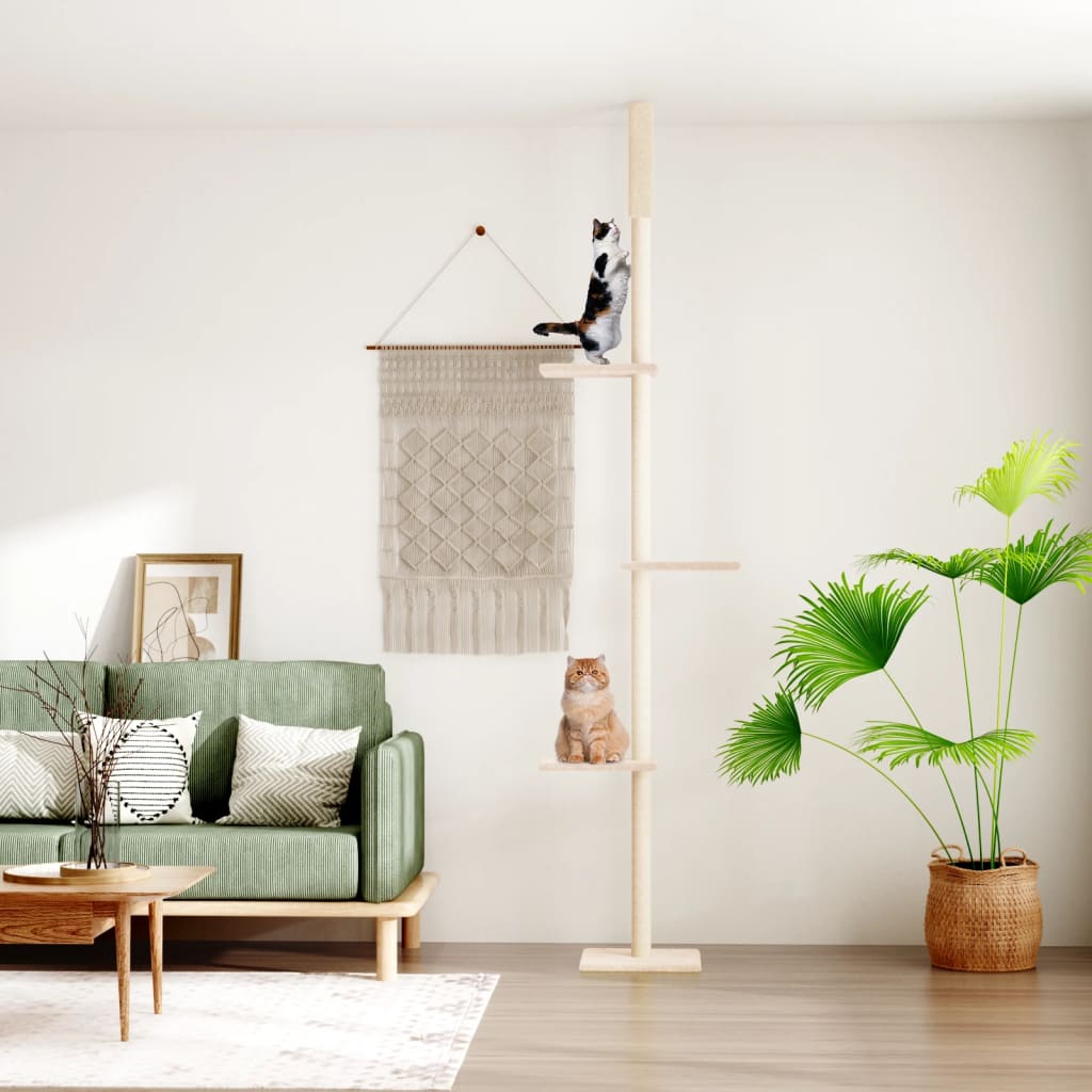 Vidaxl Katzenmöbel vom Boden bis zur Decke 267,5-297,5 cm cremefarben