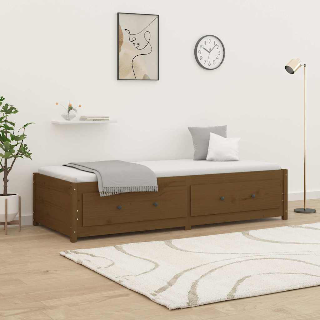 Vidaxl slaapbank 90x200 cm massief grenenhout honingbruin