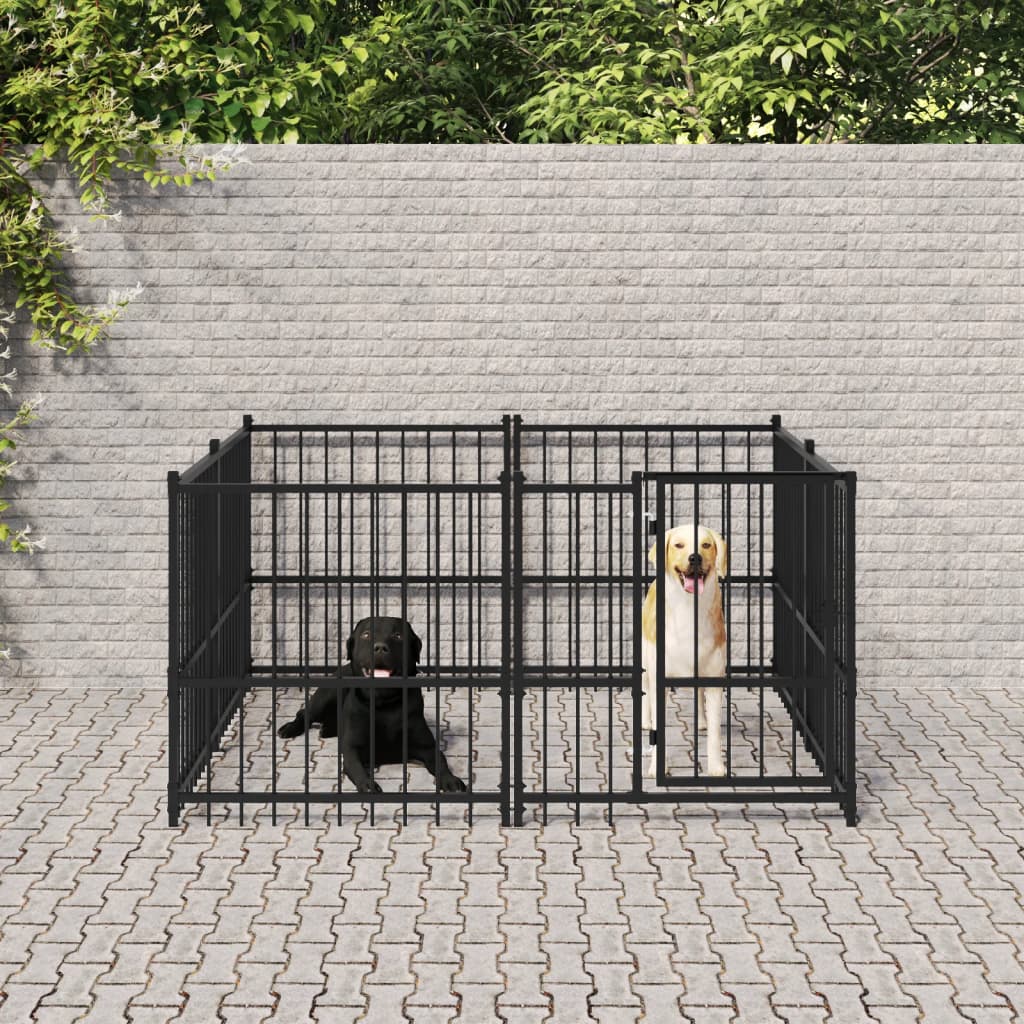 Vidaxl Dog Kennel for utenfor 3,75 m² stål