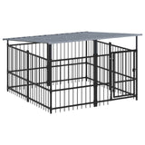 Vidaxl Chien Kennel avec toit 3,75 m² en acier