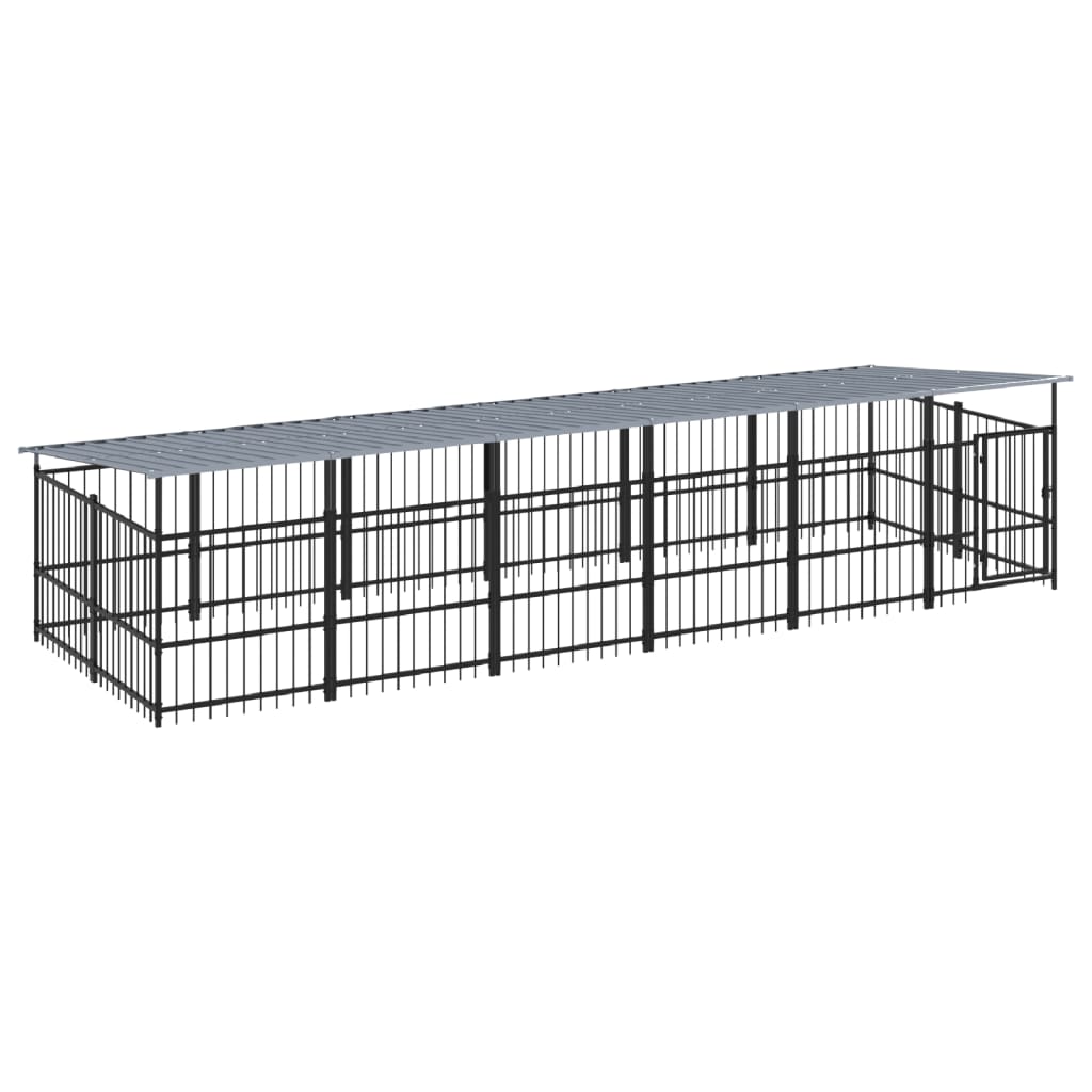 Vidaxl Chien Kennel avec toit 11,26 m² en acier