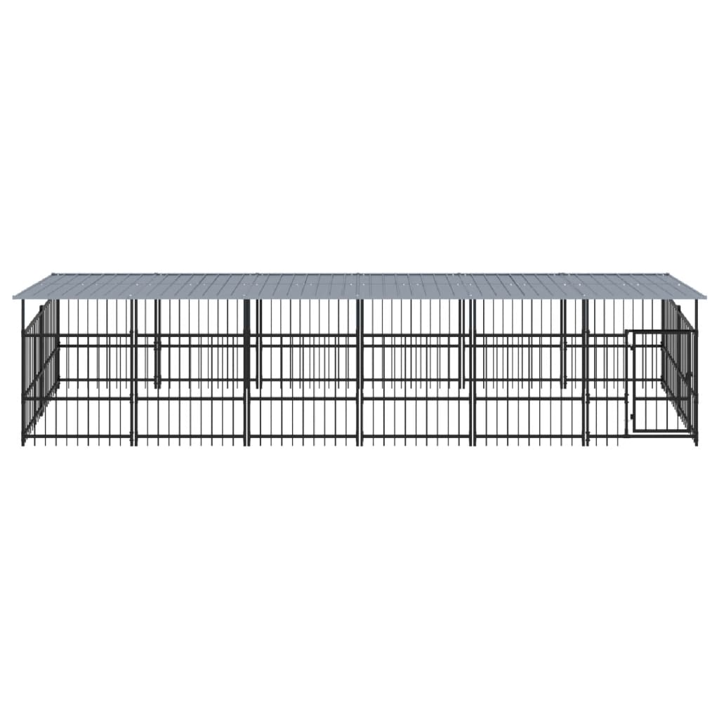 Vidaxl Chien Kennel avec toit 11,26 m² en acier