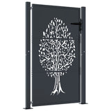 VIDAXL POORT 105x130 cm mit Baumdesign Stahl -Anthrazit -gelöscht