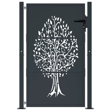 VIDAXL POORT 105x130 cm mit Baumdesign Stahl -Anthrazit -gelöscht