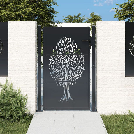 VIDAXL POORT 105x130 cm mit Baumdesign Stahl -Anthrazit -gelöscht