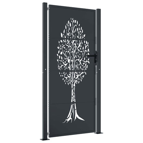 VidaXL Tor 100x175 cm mit Baumdesign Stahl Anthrazit