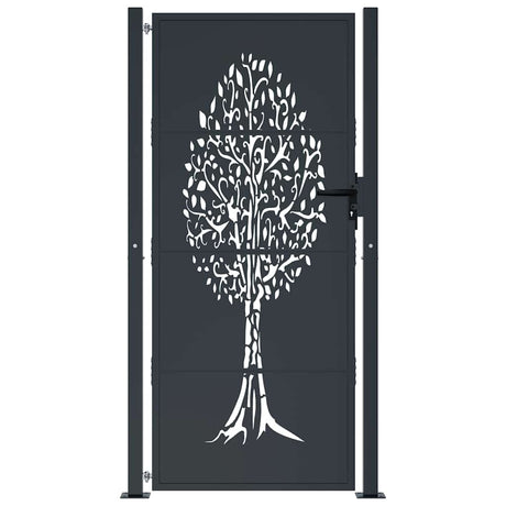 VidaXL Tor 100x175 cm mit Baumdesign Stahl Anthrazit