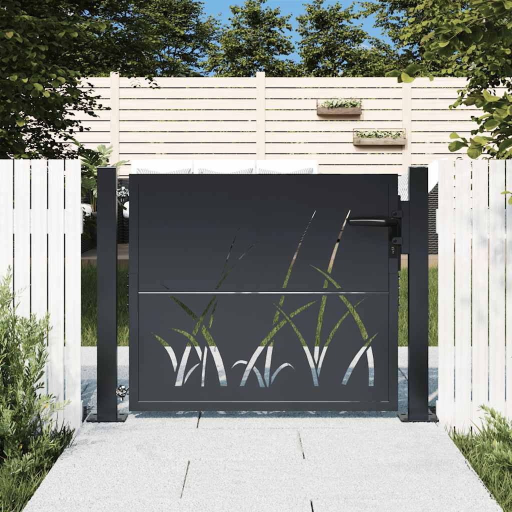 Vidaxl -Anschluss mit Grasdesign 105 x 80 cm Stahl Anthrazit -geläutet