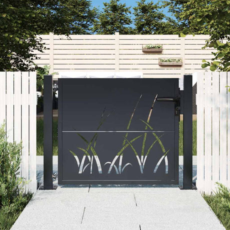 Vidaxxl Tor 100x100 cm mit Grasdesign, Stahl Anthrazit
