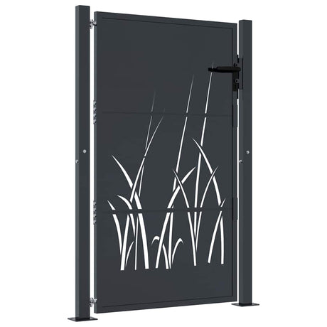 Vidaxxl Tor 100x150 cm mit Grasdesign, Stahl Anthrazit